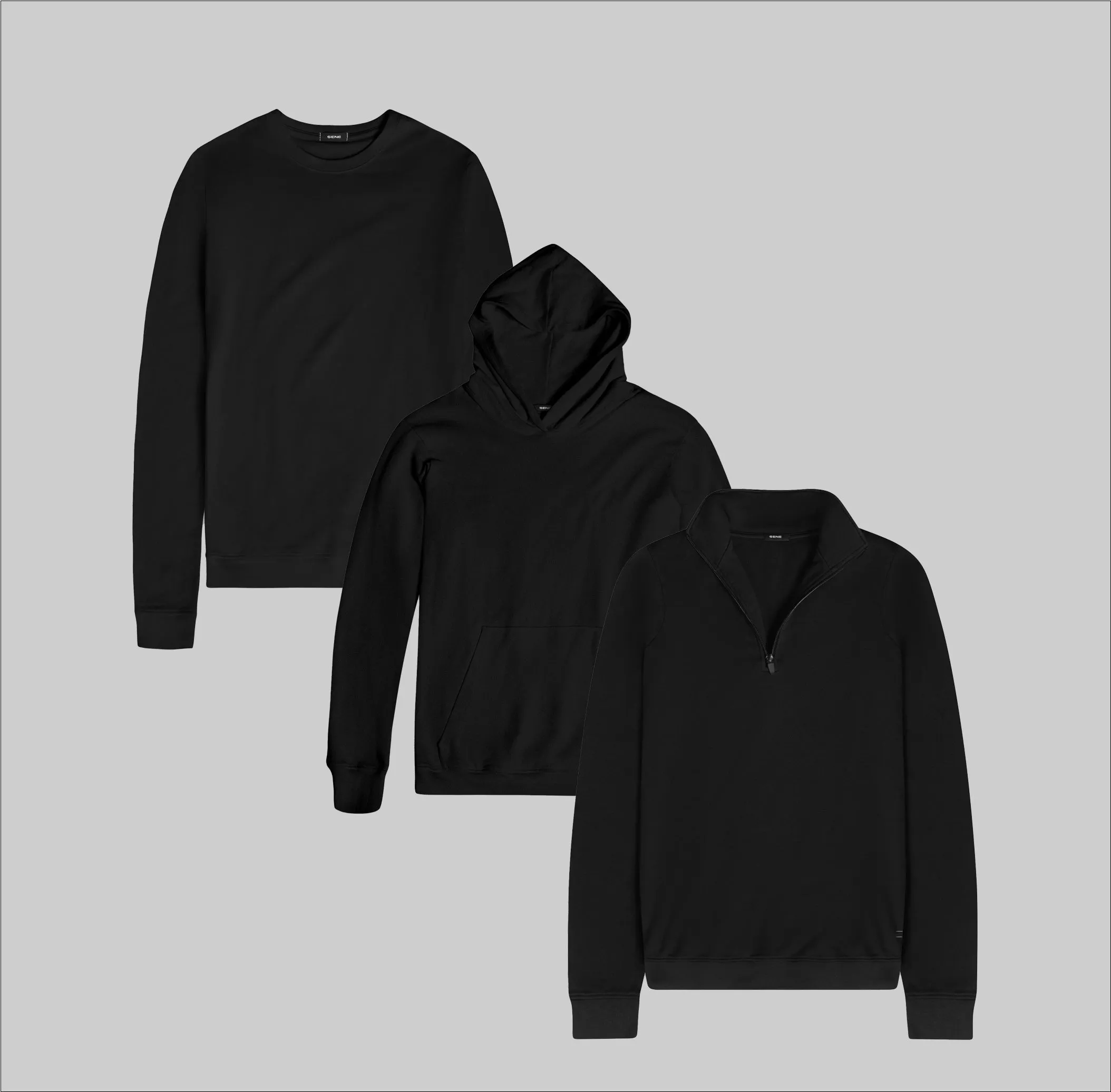 The All-Black Essential Layers 3-Pack sold by Sene