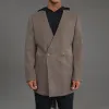 Lapelless Wool Silk Overcoat sold by Sene