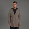 Lapelless Wool Silk Overcoat sold by Sene