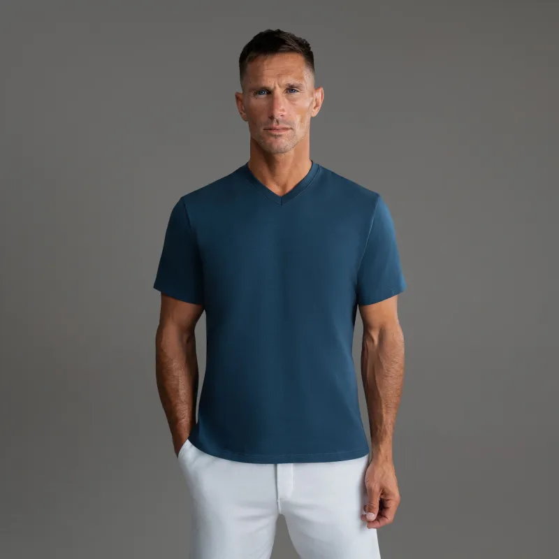 Cumulus V-Neck T-Shirt - Deep Sea sold by Sene