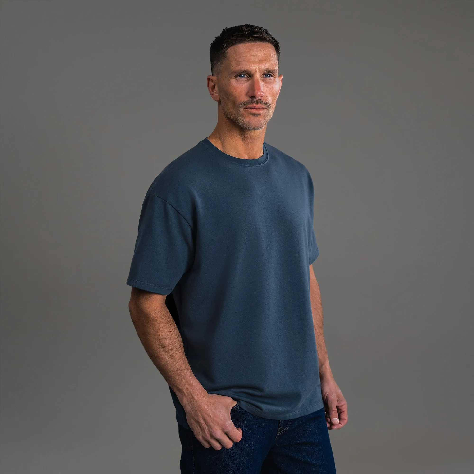 Cumulus Drop Shoulder T-Shirt - Deep Sea sold by Sene product image thumbnail 4