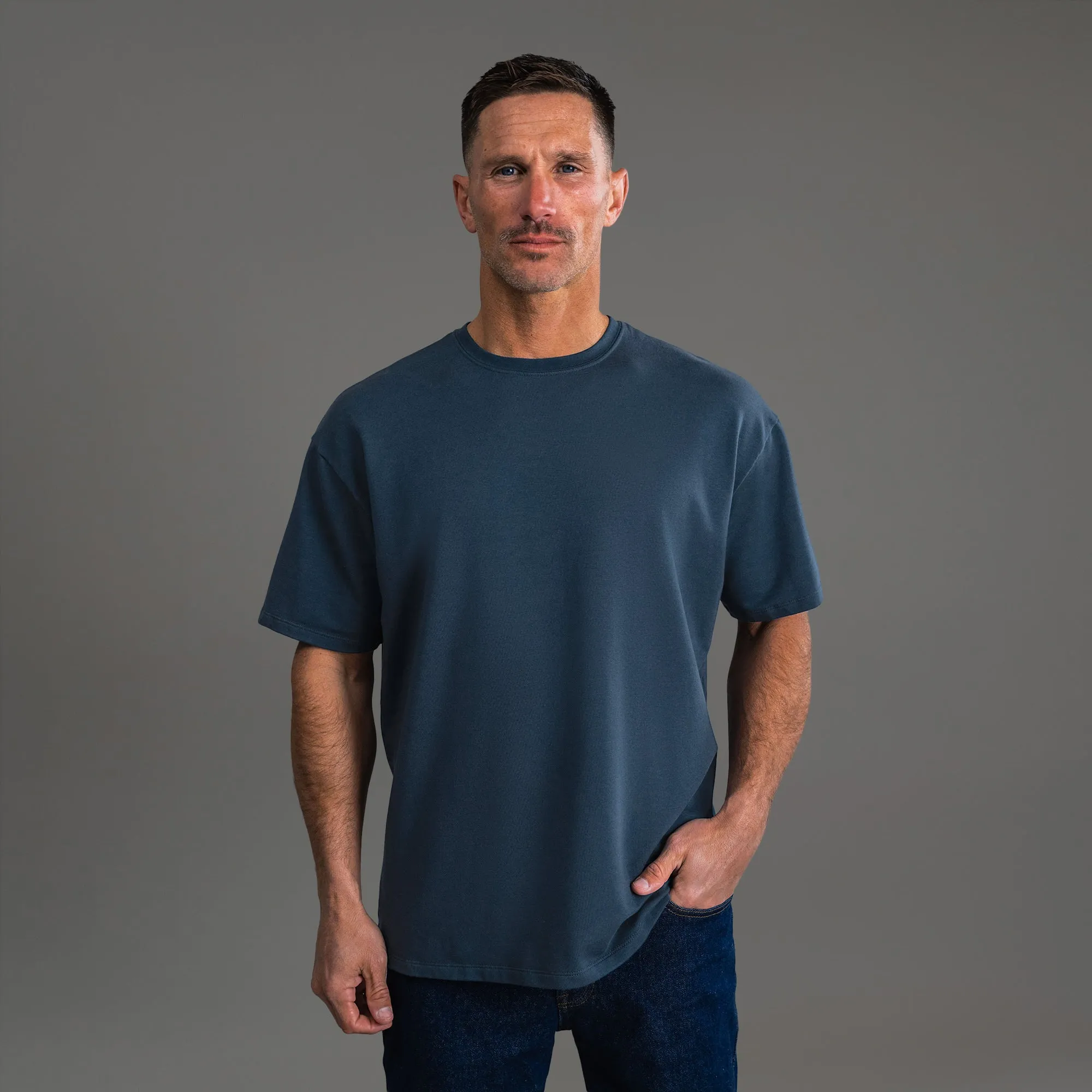 Cumulus Drop Shoulder T-Shirt - Deep Sea sold by Sene