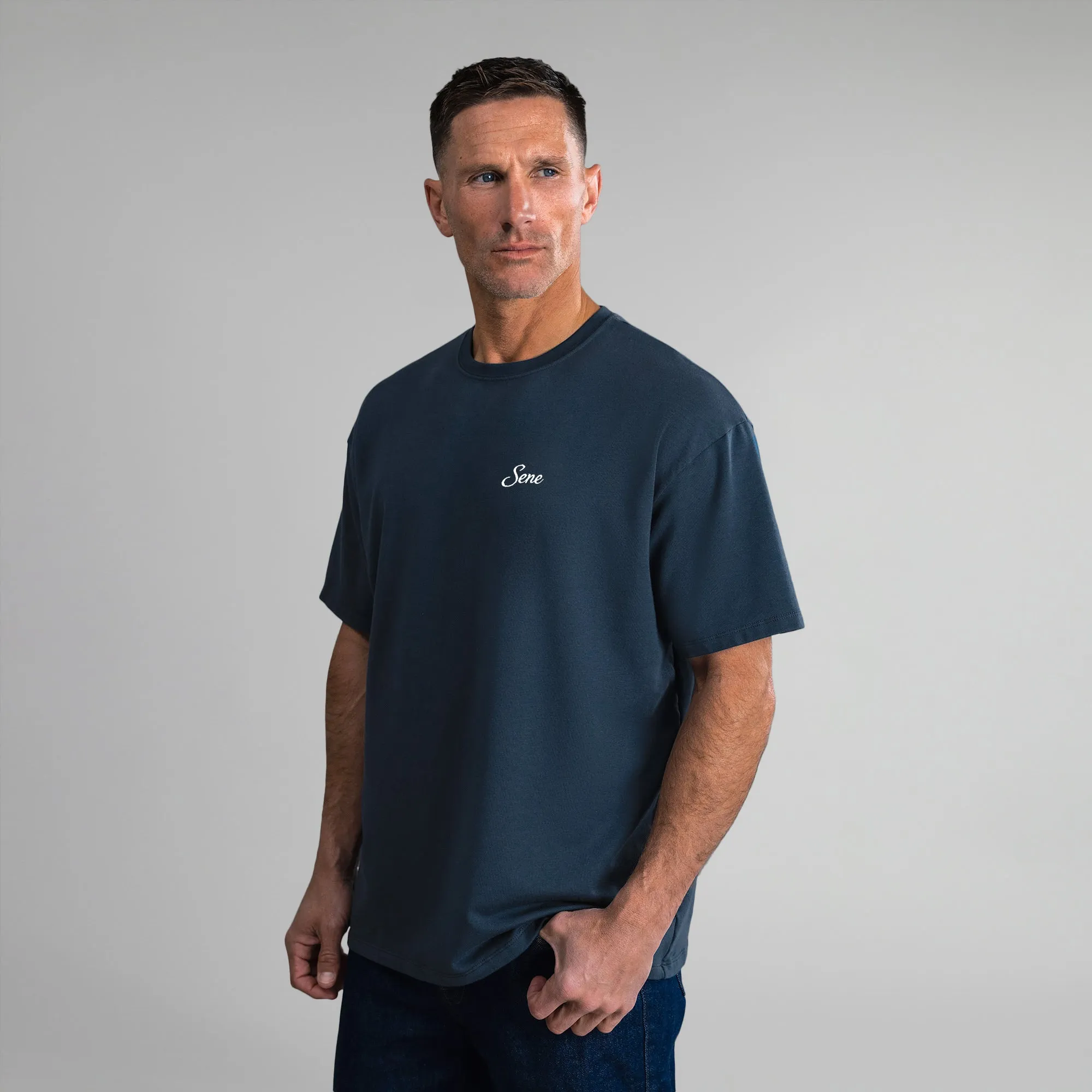 Cumulus Drop Script T-Shirt - Deep Sea sold by Sene product image thumbnail 4