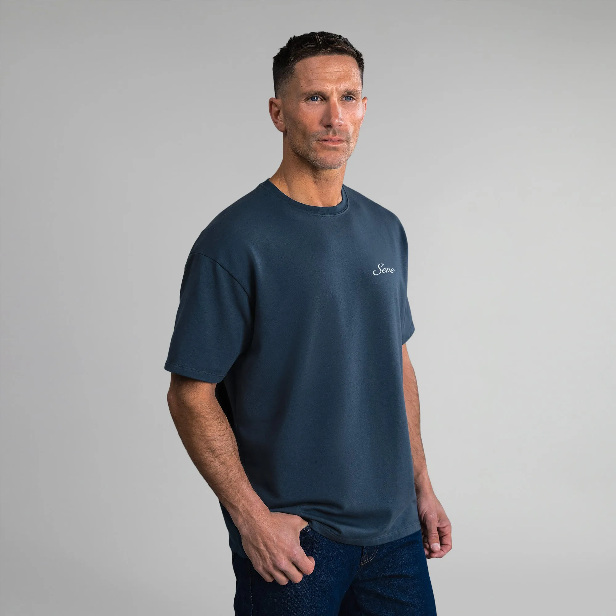 Cumulus Drop Script T-Shirt - Deep Sea sold by Sene product image thumbnail 3