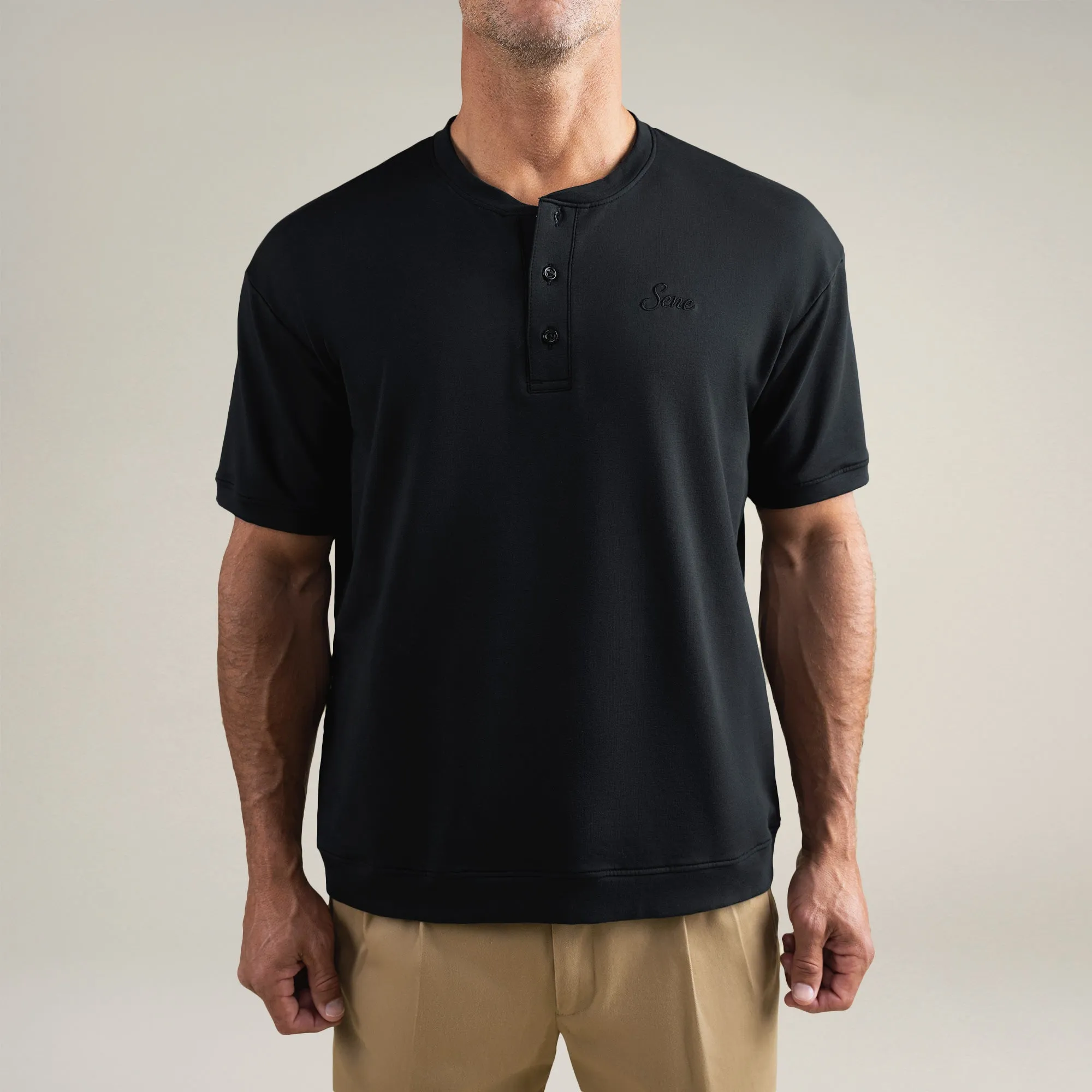 Cumulus Drop Henley - Black sold by Sene product image thumbnail 4
