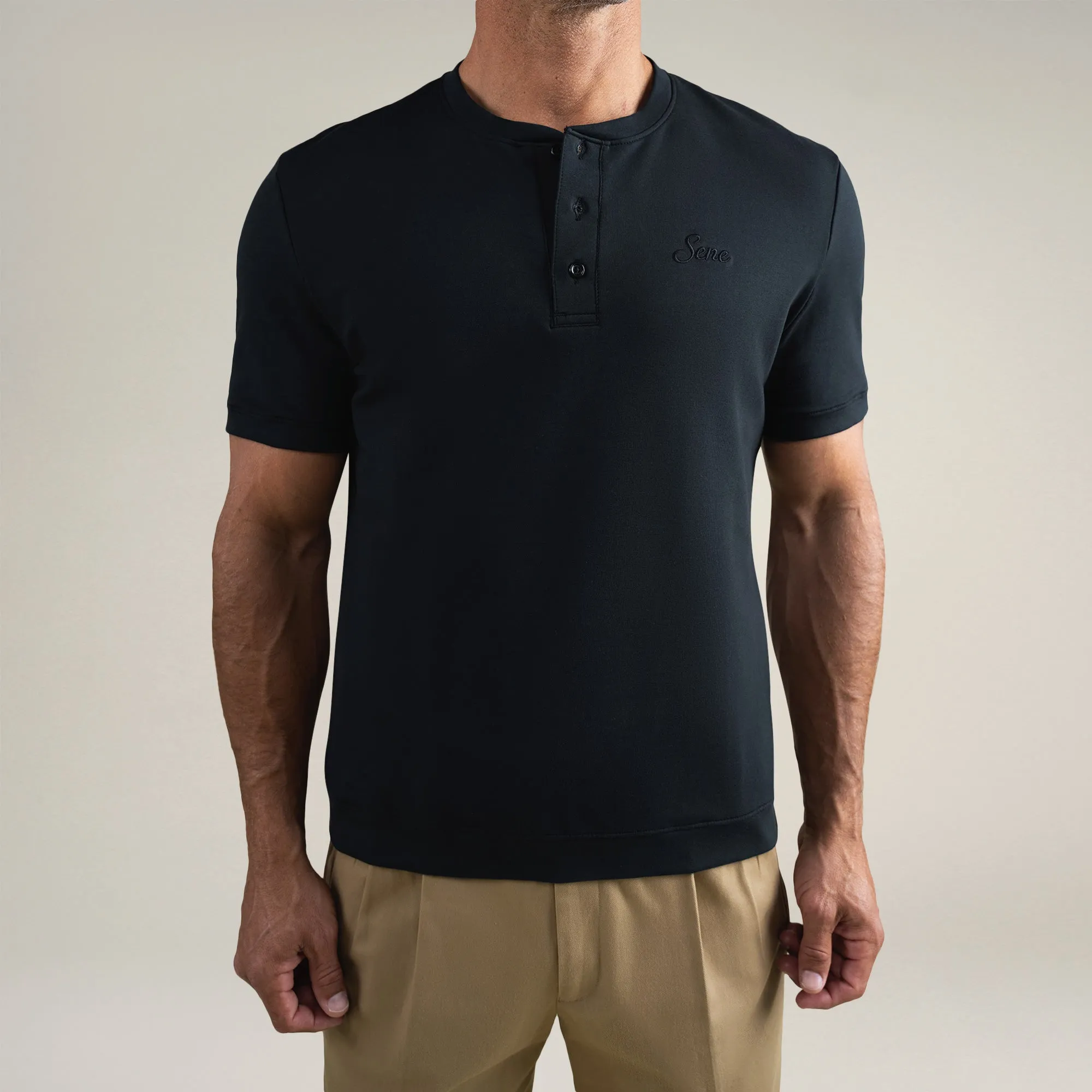 Cumulus Tailored Henley - Black sold by Sene product image thumbnail 4
