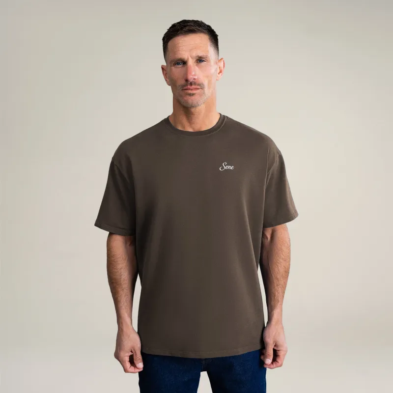 Cumulus Drop Script T-Shirt - Umber sold by Sene
