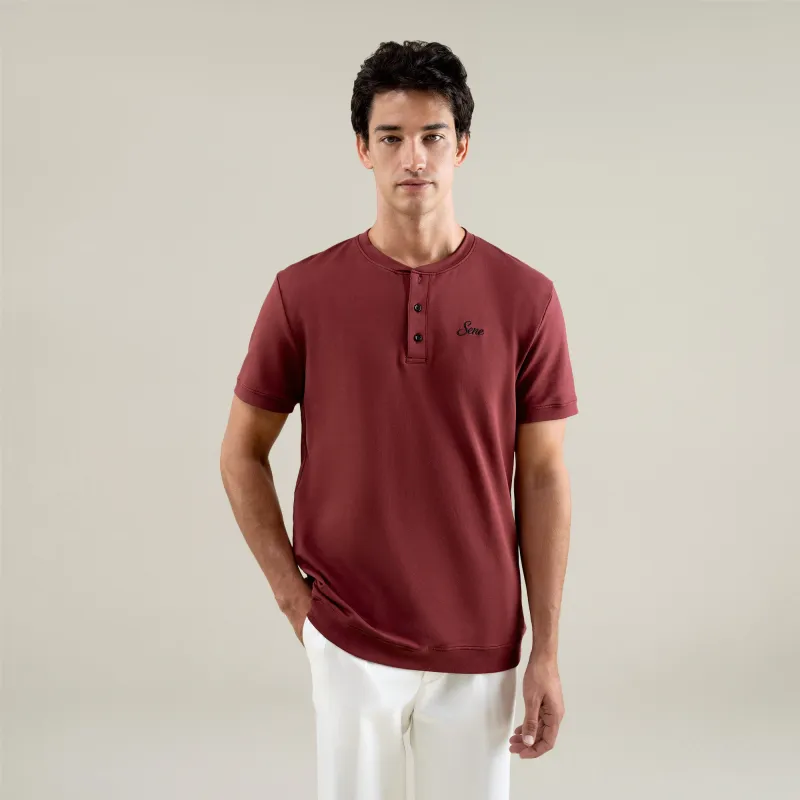 Cumulus Tailored Henley - Maroon sold by Sene