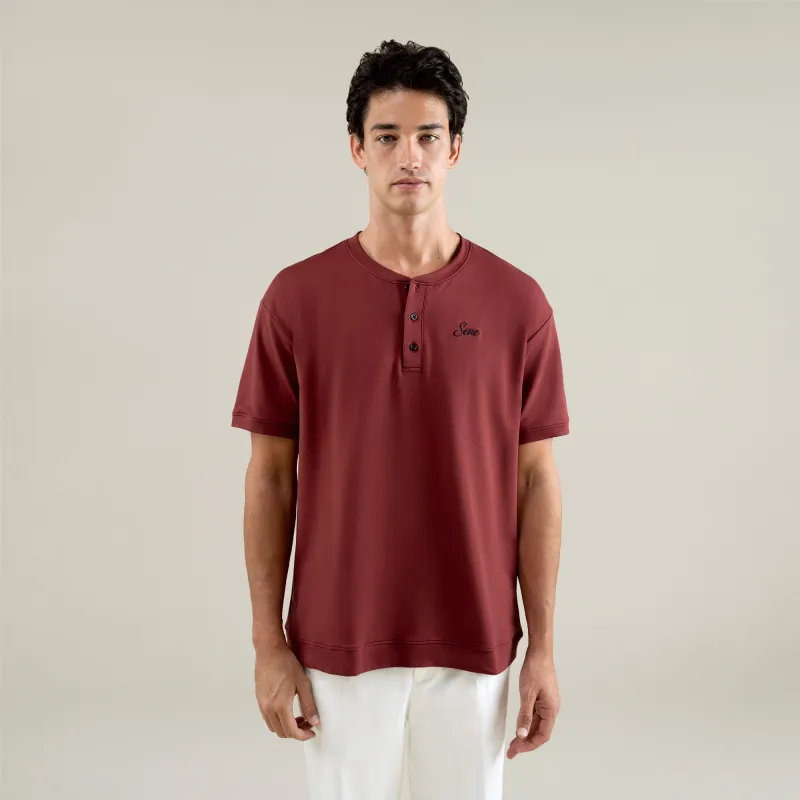 Cumulus Drop Henley - Maroon sold by Sene