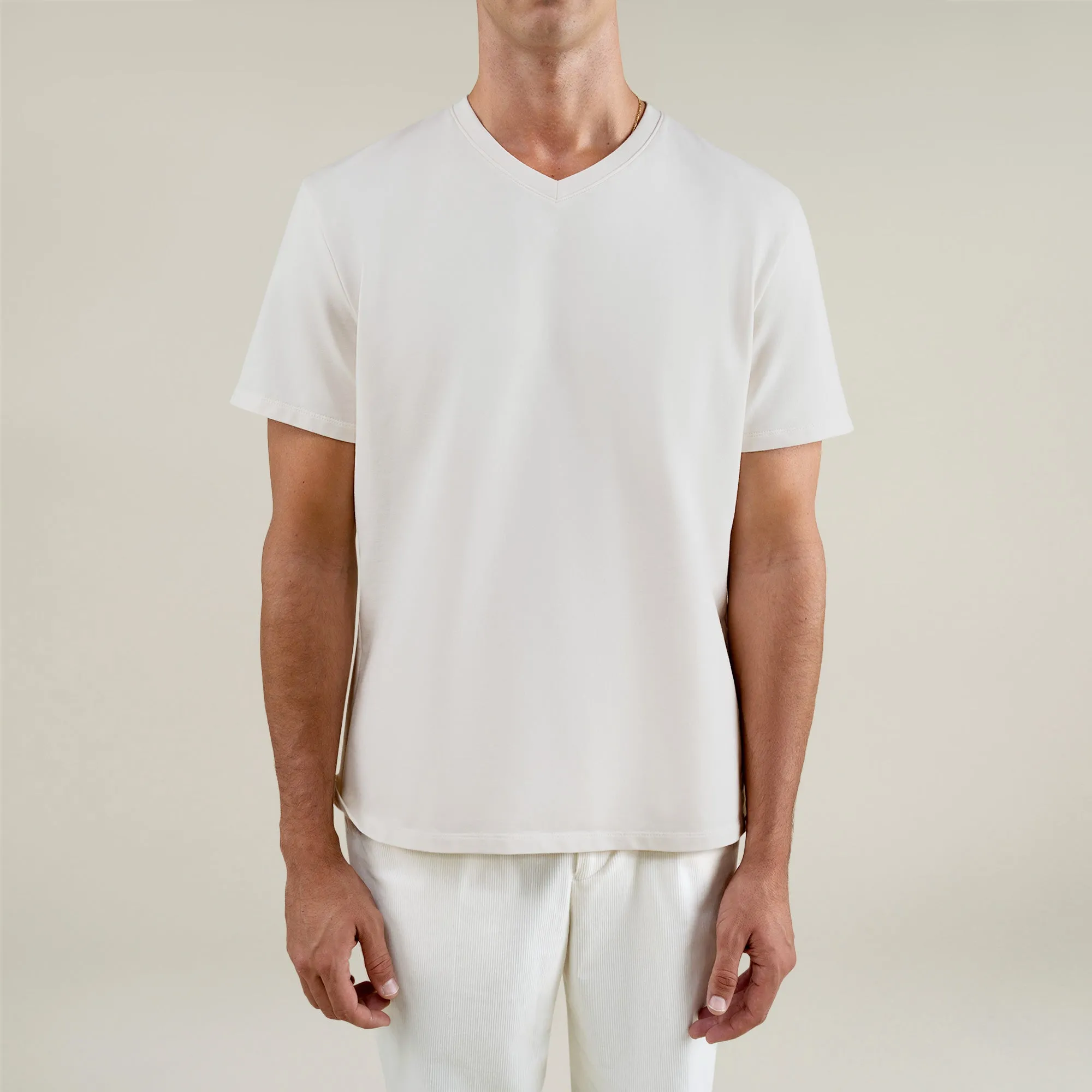 Cumulus V-Neck T-Shirt - Bone sold by Sene product image thumbnail 3