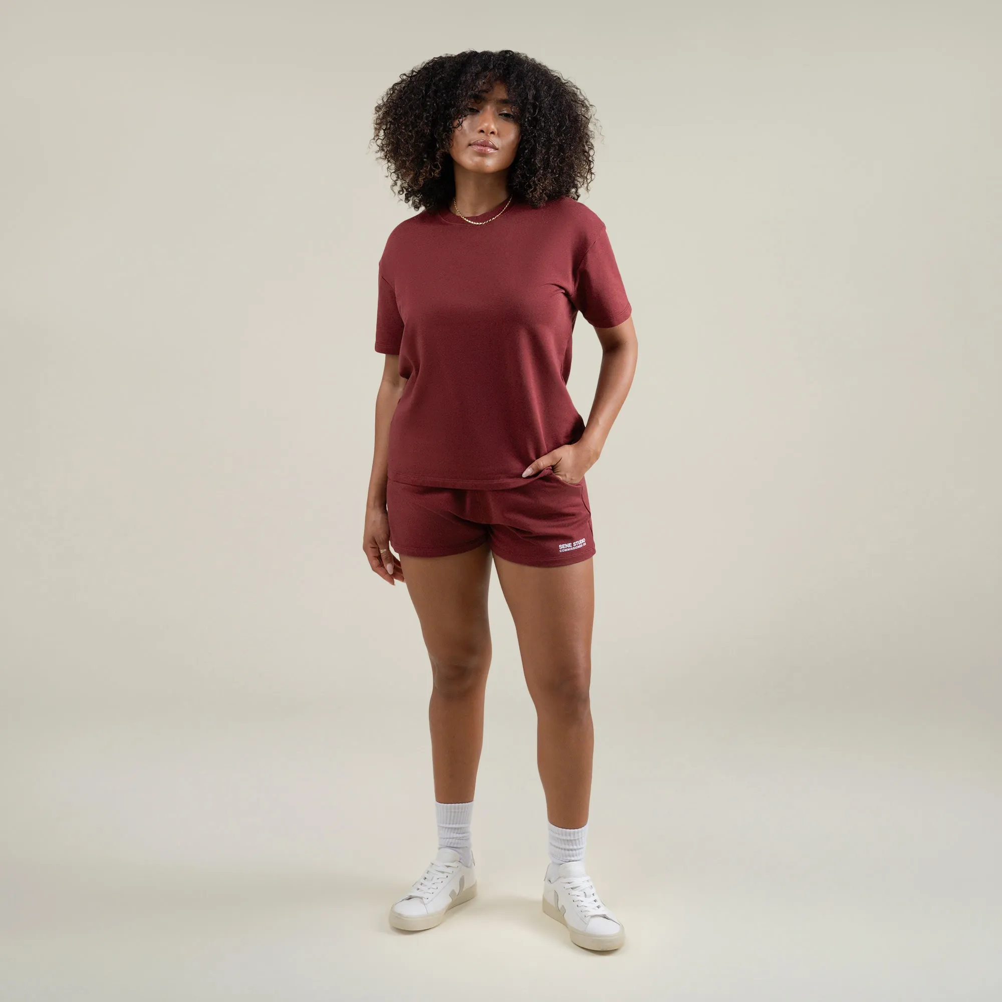 Cumulus Drop Shoulder T-Shirt - Maroon sold by Sene product image thumbnail 3