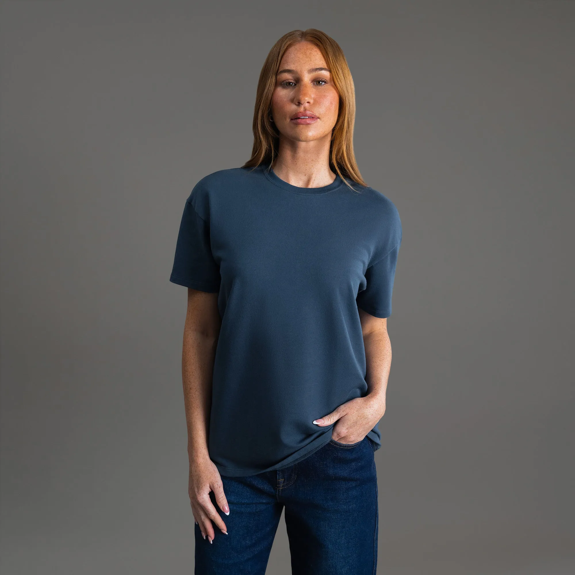 Cumulus Drop Shoulder T-Shirt - Deep Sea sold by Sene