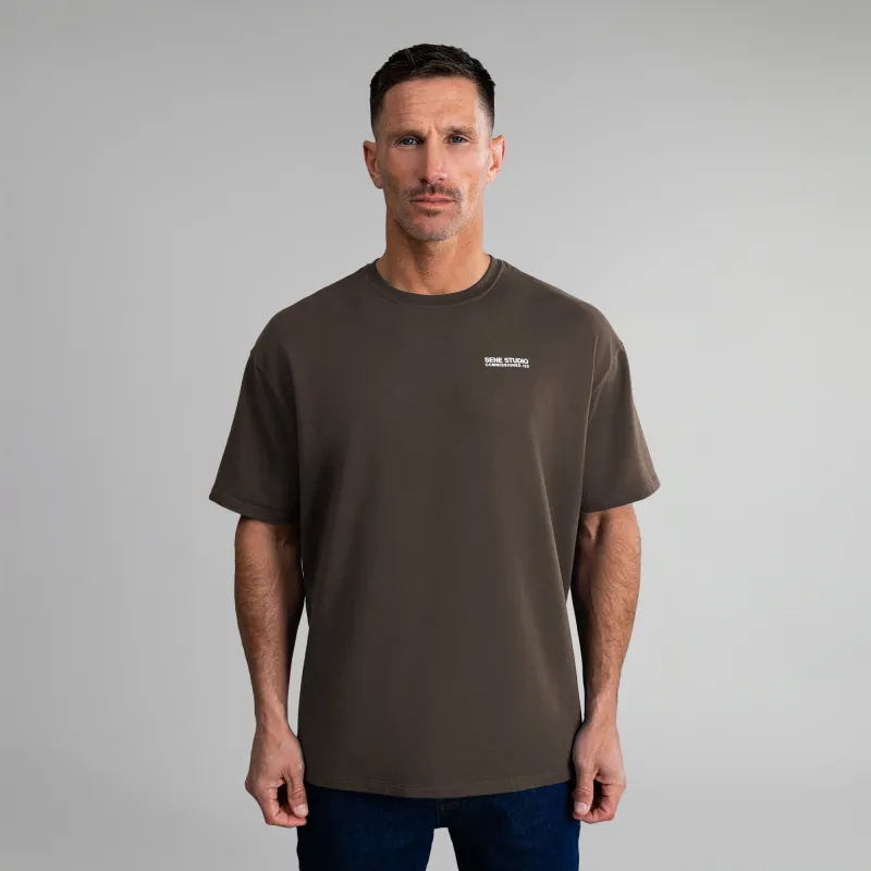 Commissioned Cumulus Drop Shoulder T-Shirt - Umber sold by Sene