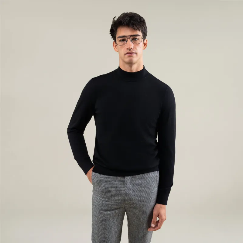 Wool Mock Neck Sweater - Onyx sold by Sene