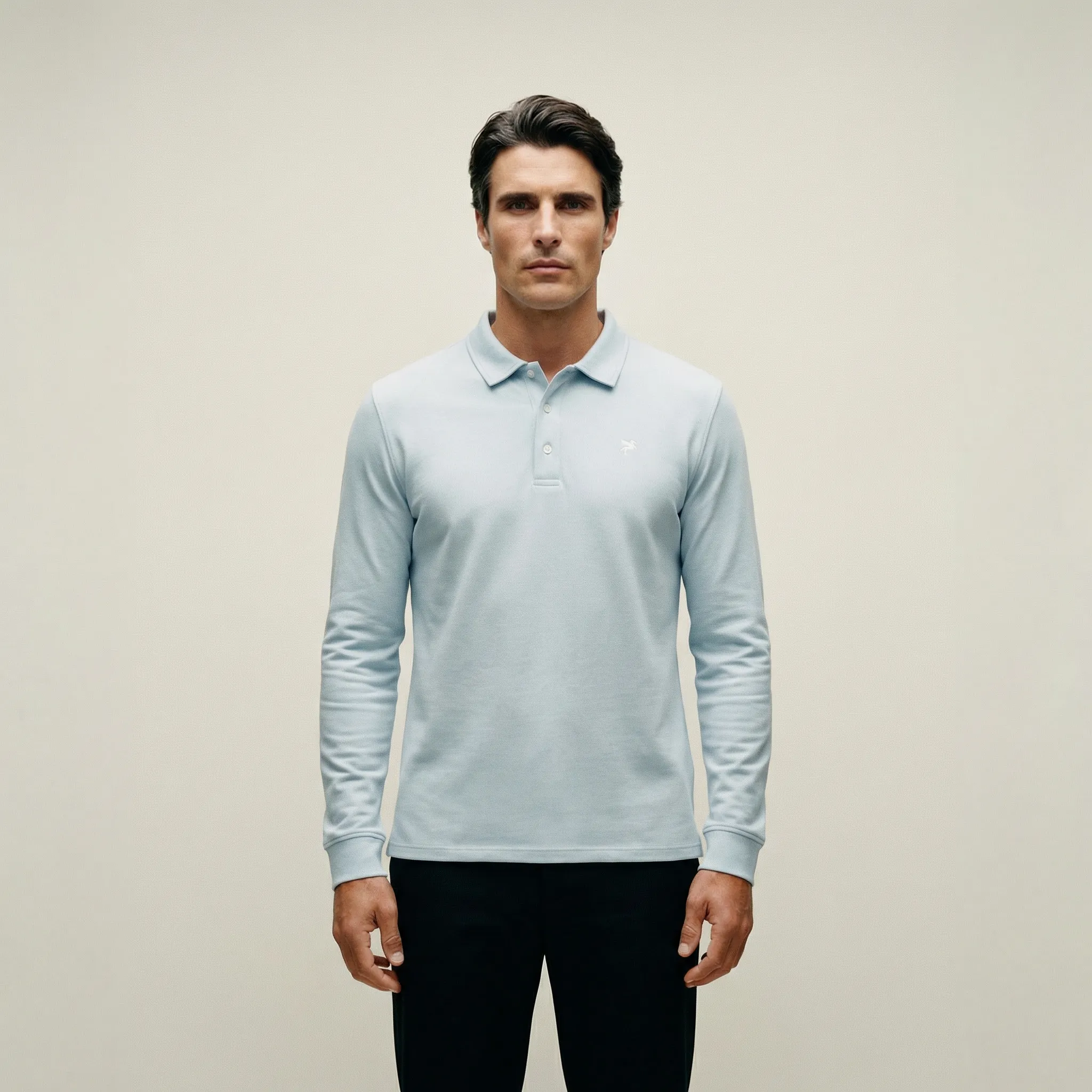 Cumulus Long Sleeve Polo - Blue Fog sold by Sene
