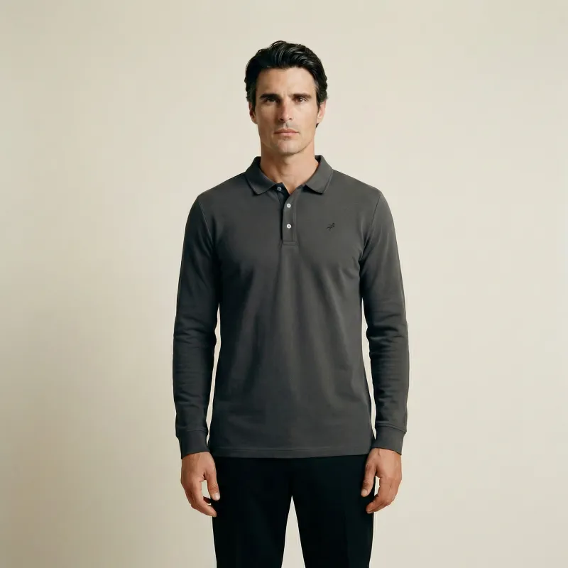 Cumulus Long Sleeve Polo - Smoke made by Sene