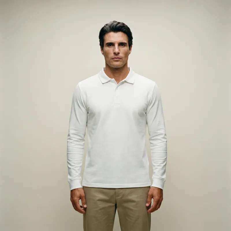 Cumulus Long Sleeve Polo - White made by Sene