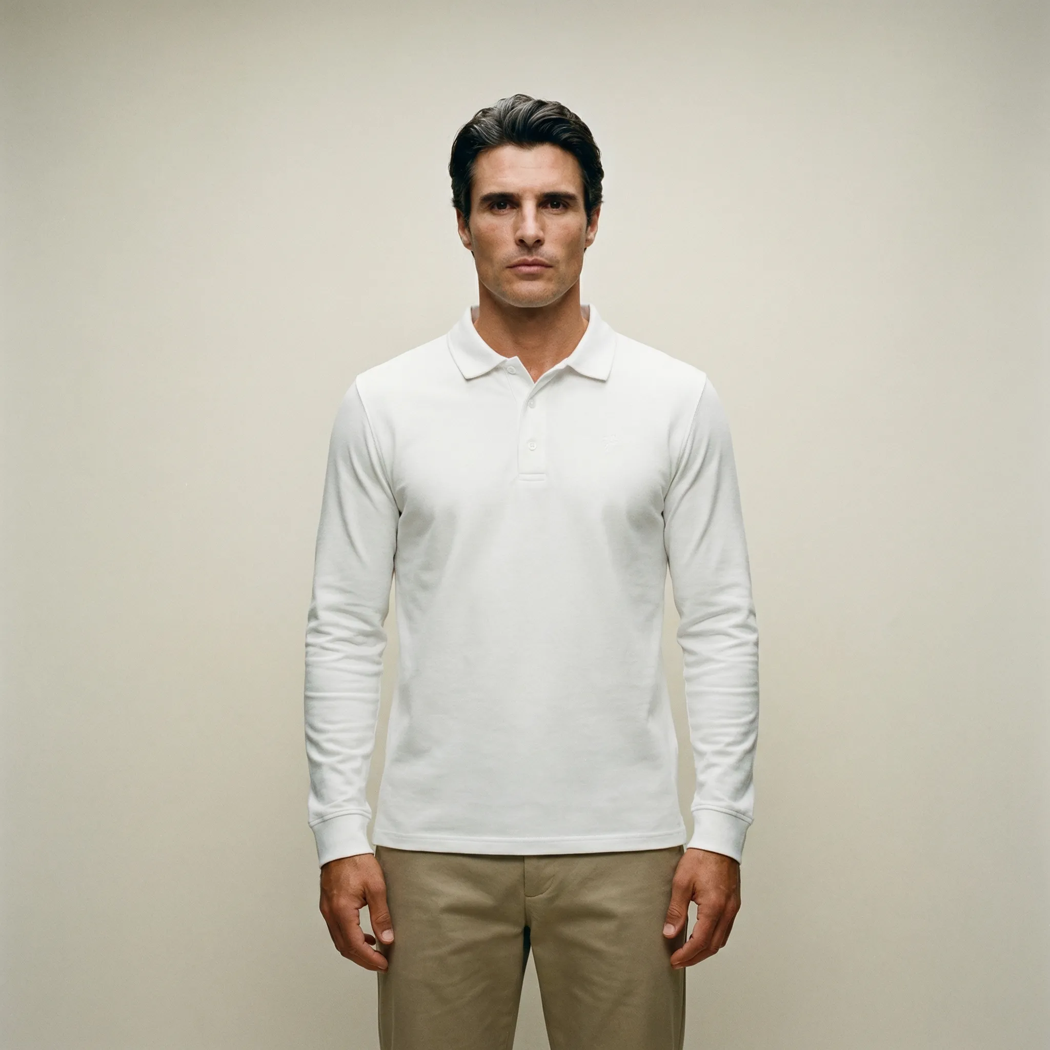 Cumulus Long Sleeve Polo - White sold by Sene
