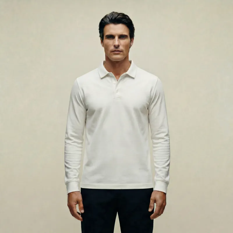 Cumulus Long Sleeve Polo - Bone made by Sene