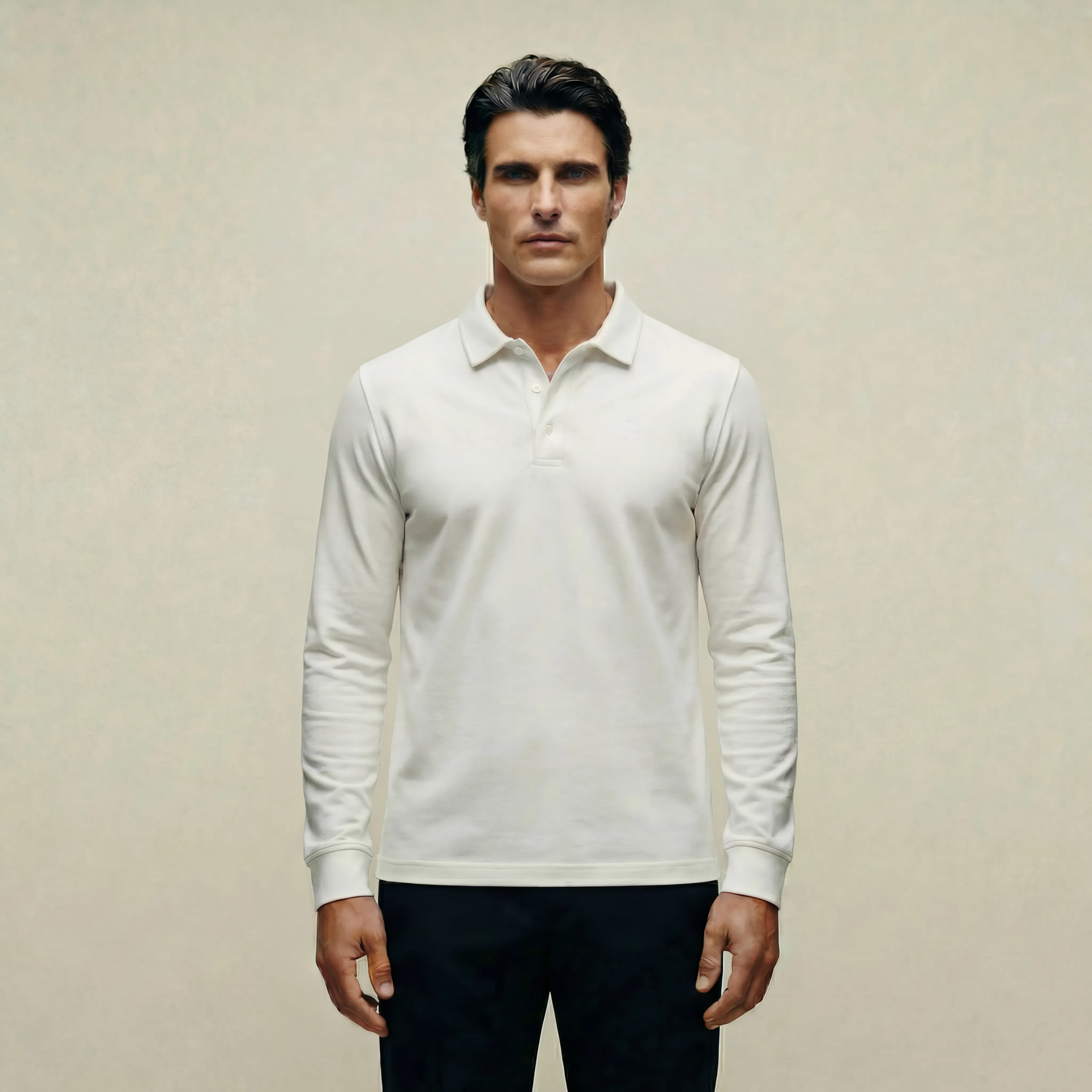 Cumulus Long Sleeve Polo - Bone sold by Sene