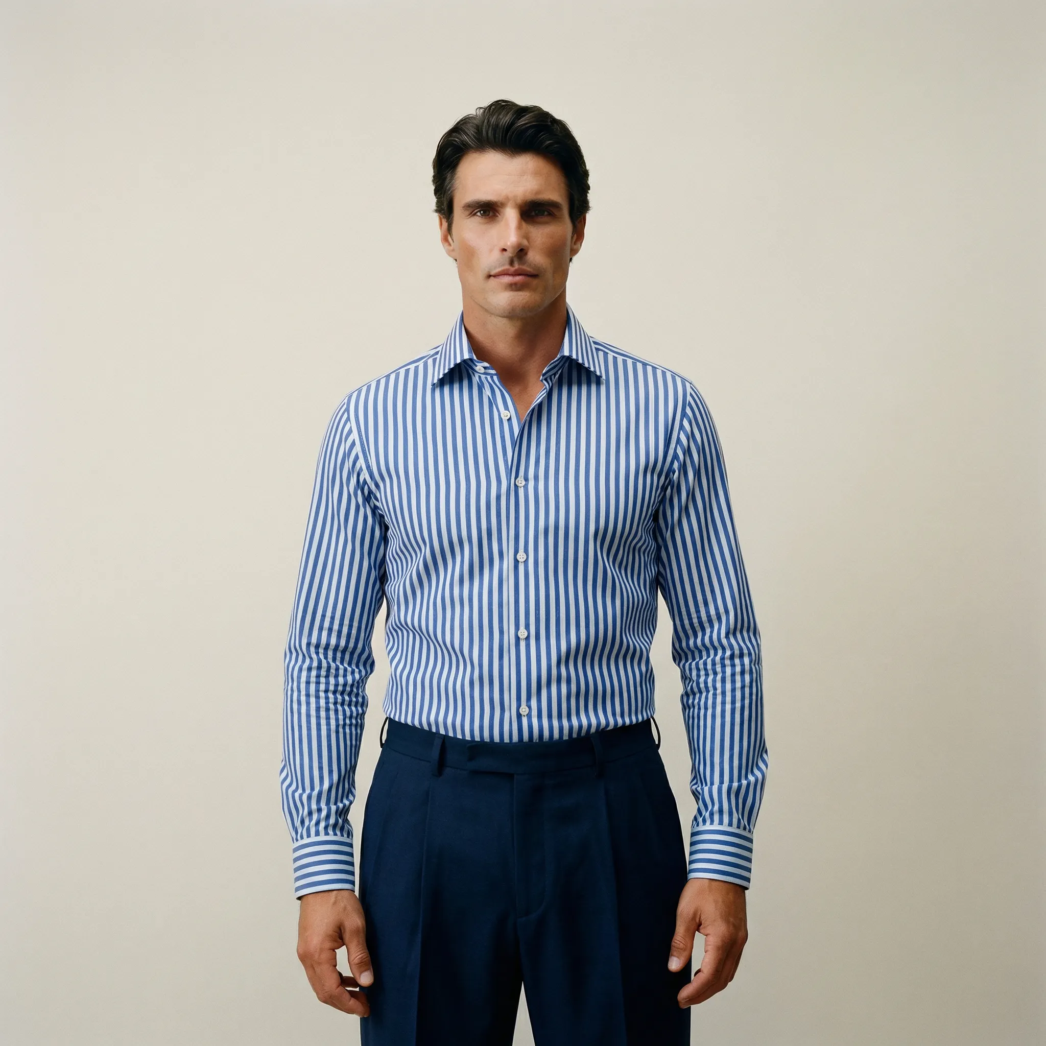 BreezeTech Spread Shirt - Navy Bengal Stripe sold by Sene