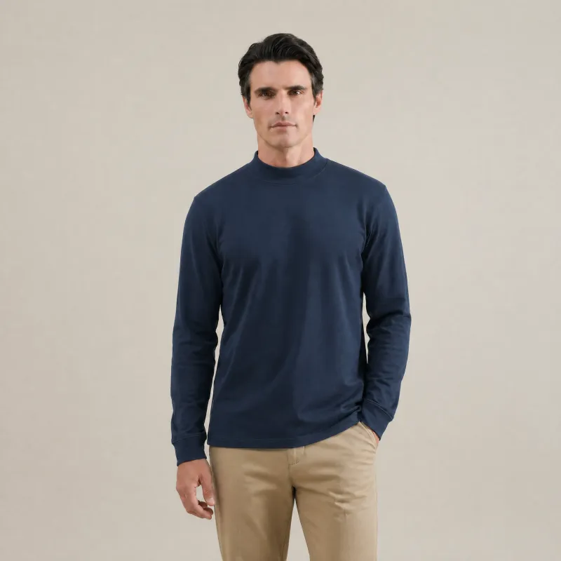 Cumulus Mockneck Long Sleeve T-Shirt - Deep Sea made by Sene