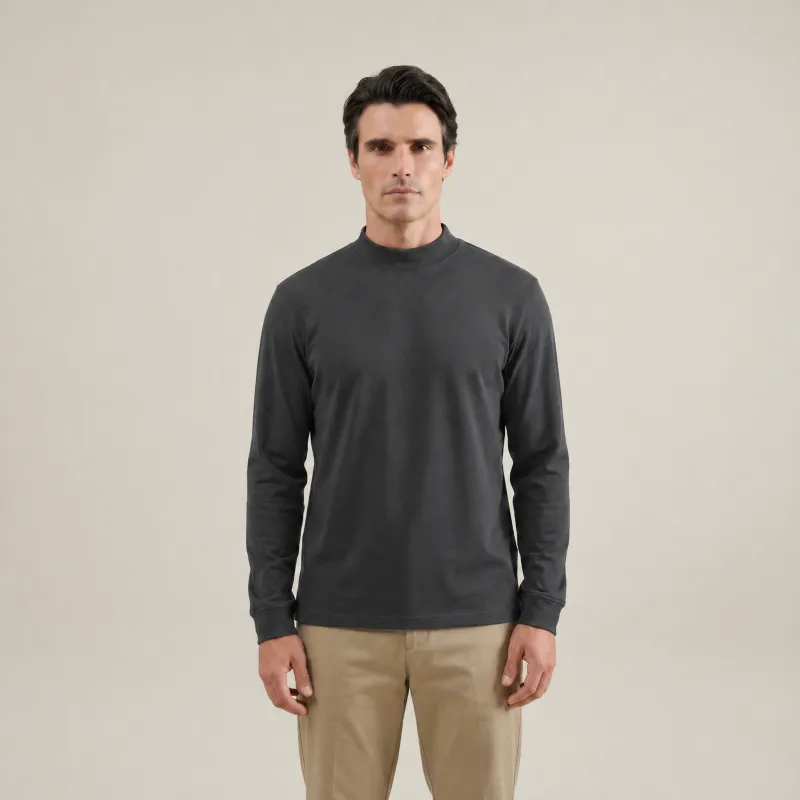Cumulus Mockneck Long Sleeve T-Shirt - Smoke made by Sene