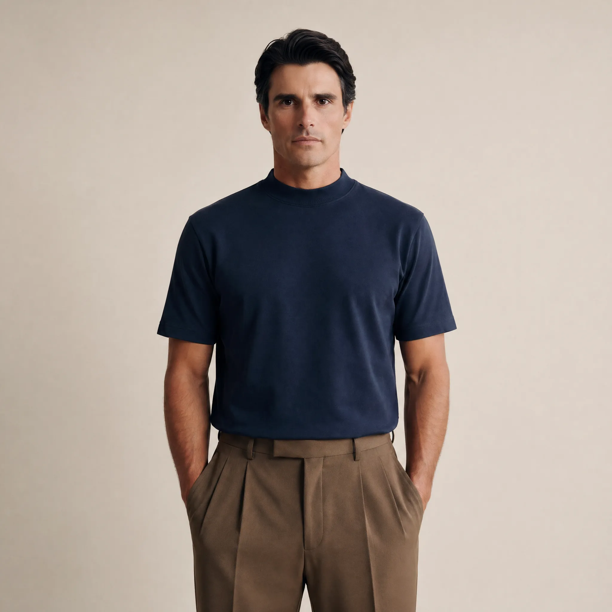 Cumulus Mockneck T-Shirt - Deep Sea sold by Sene