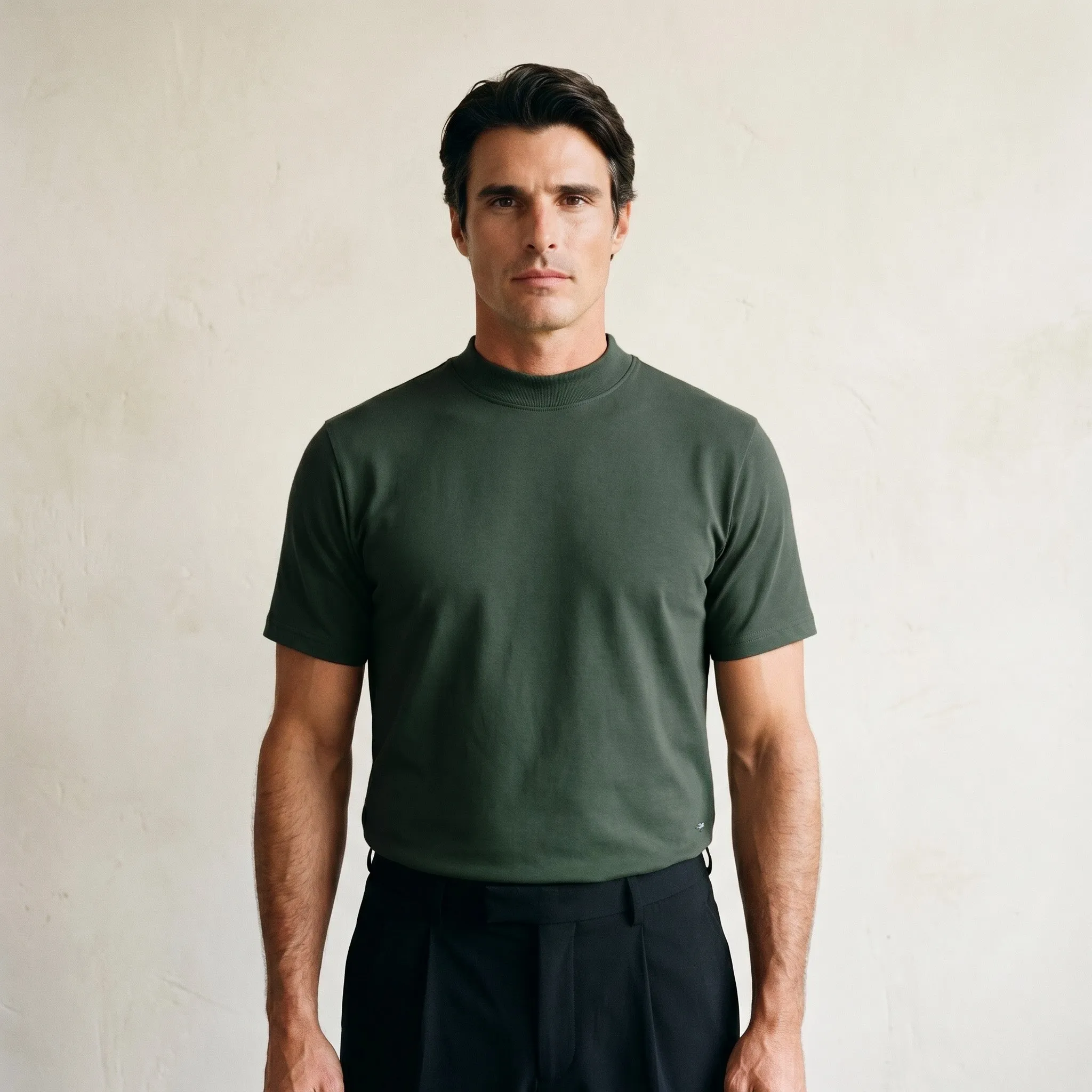 Cumulus Mockneck T-Shirt - Moss sold by Sene