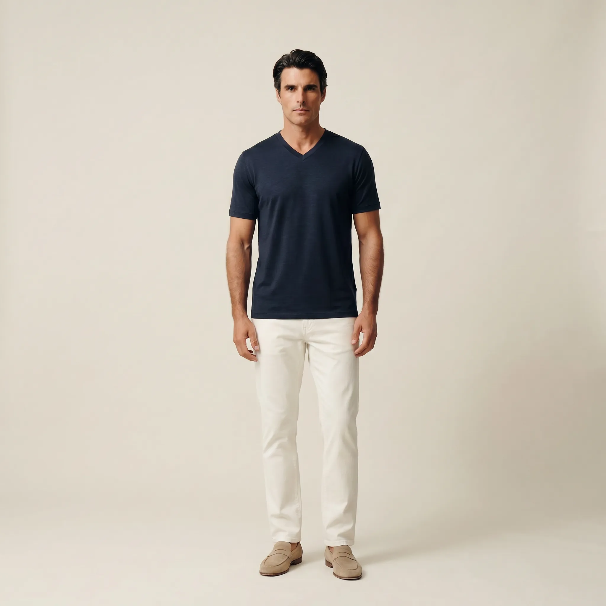 Merino Wool V-Neck T-Shirt - Dark Navy sold by Sene product image thumbnail 3