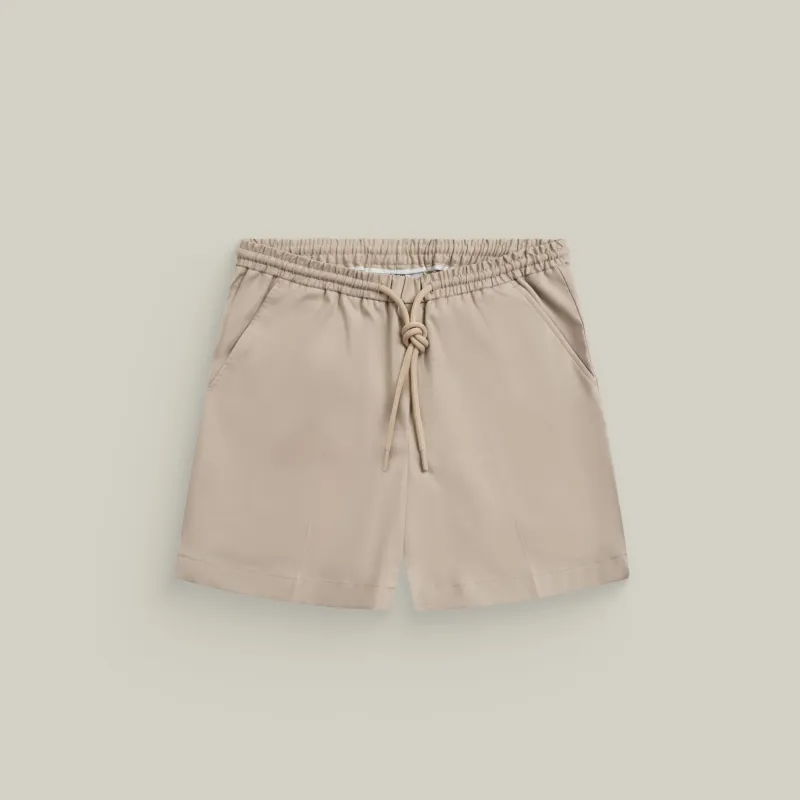 Stretch Cotton Drawstring Shorts - Flat White made by Sene