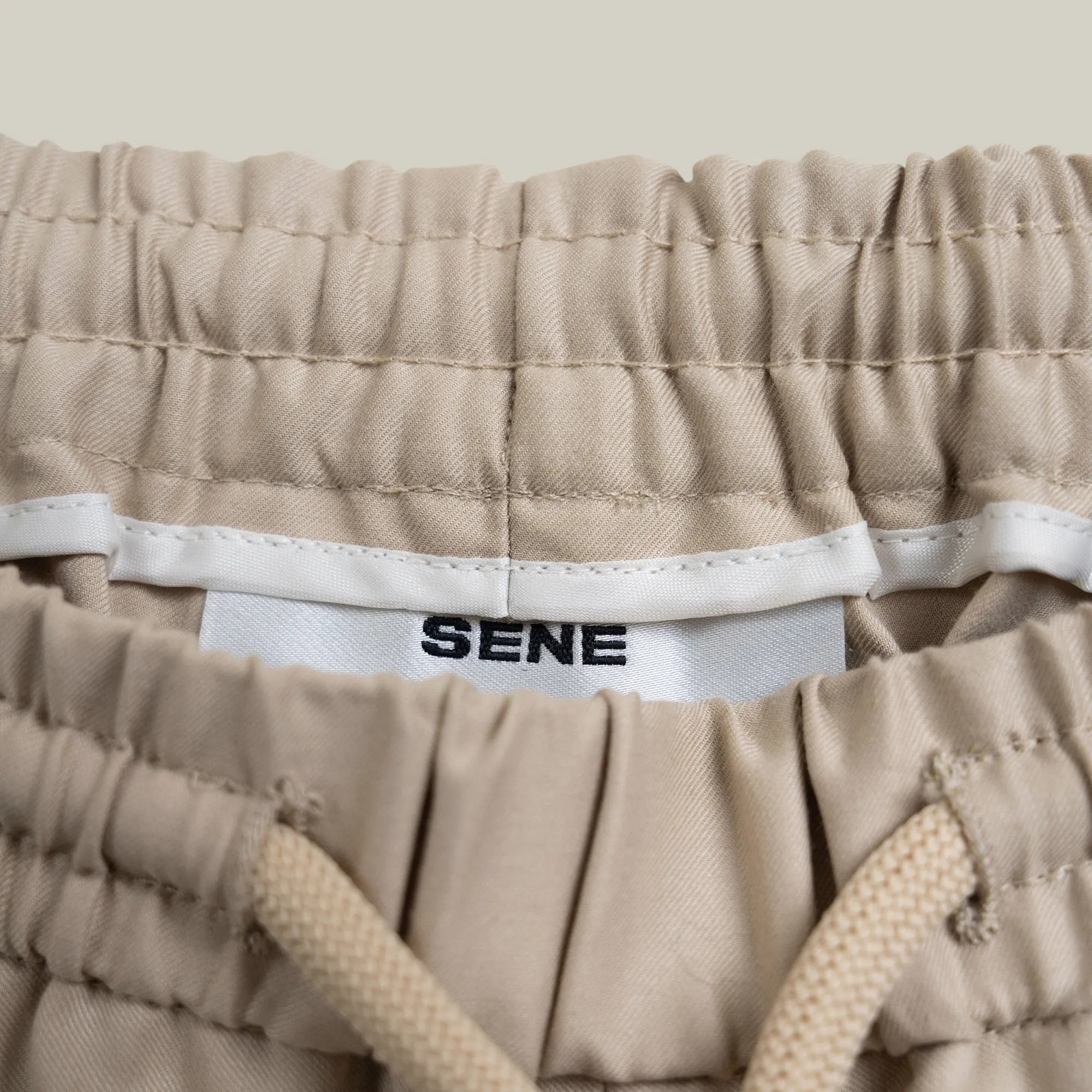 Stretch Cotton Drawstring Shorts - Flat White sold by Sene product image thumbnail 4