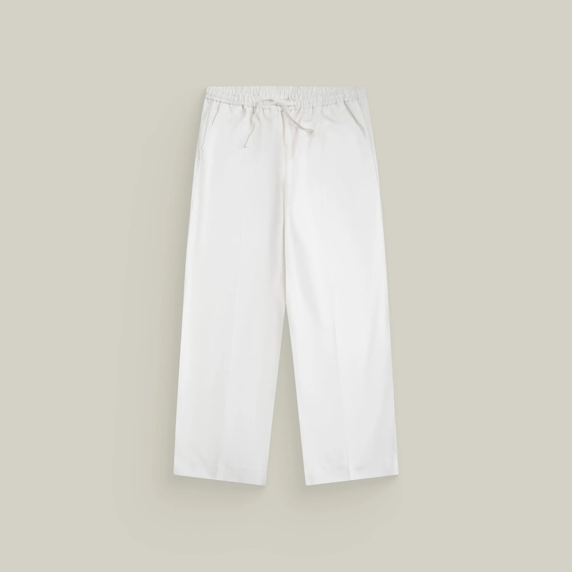 Stretch Cotton Drawstring Wide Leg Pant - White sold by Sene