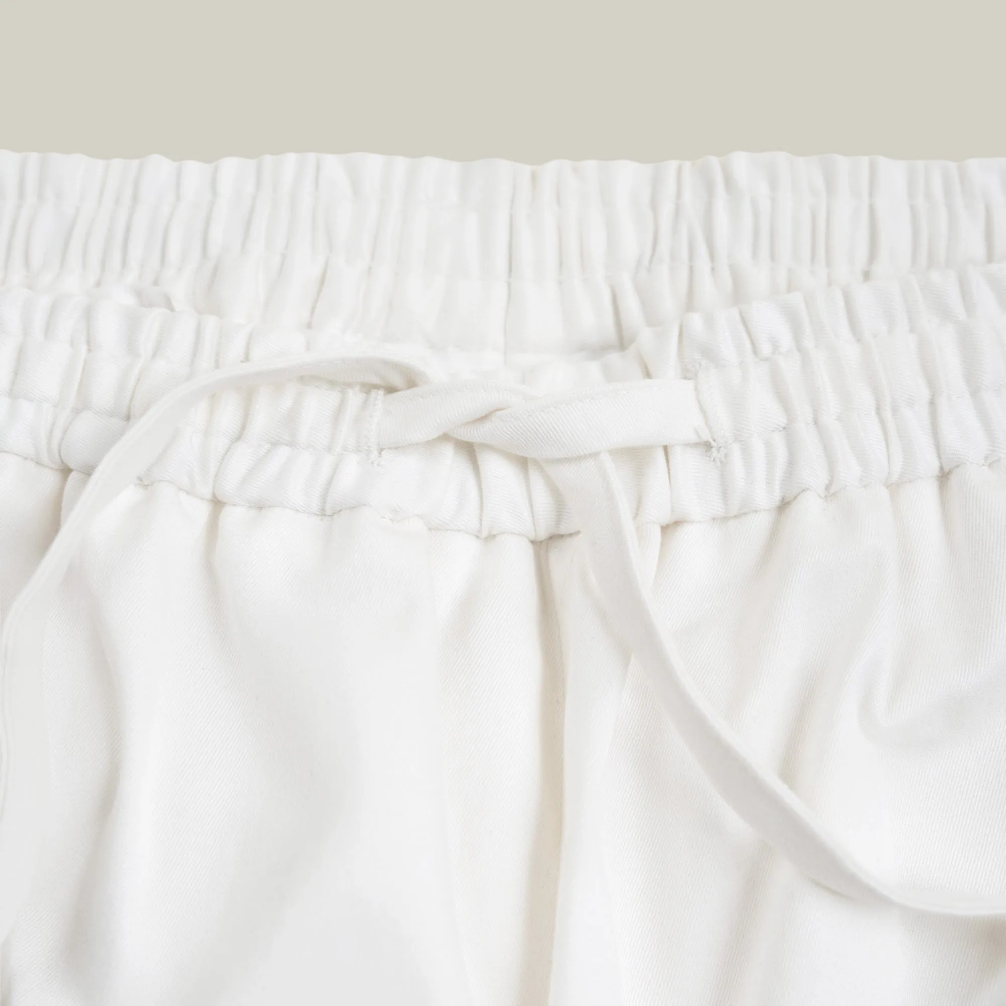 Stretch Cotton Drawstring Wide Leg Pant - White sold by Sene product image thumbnail 3