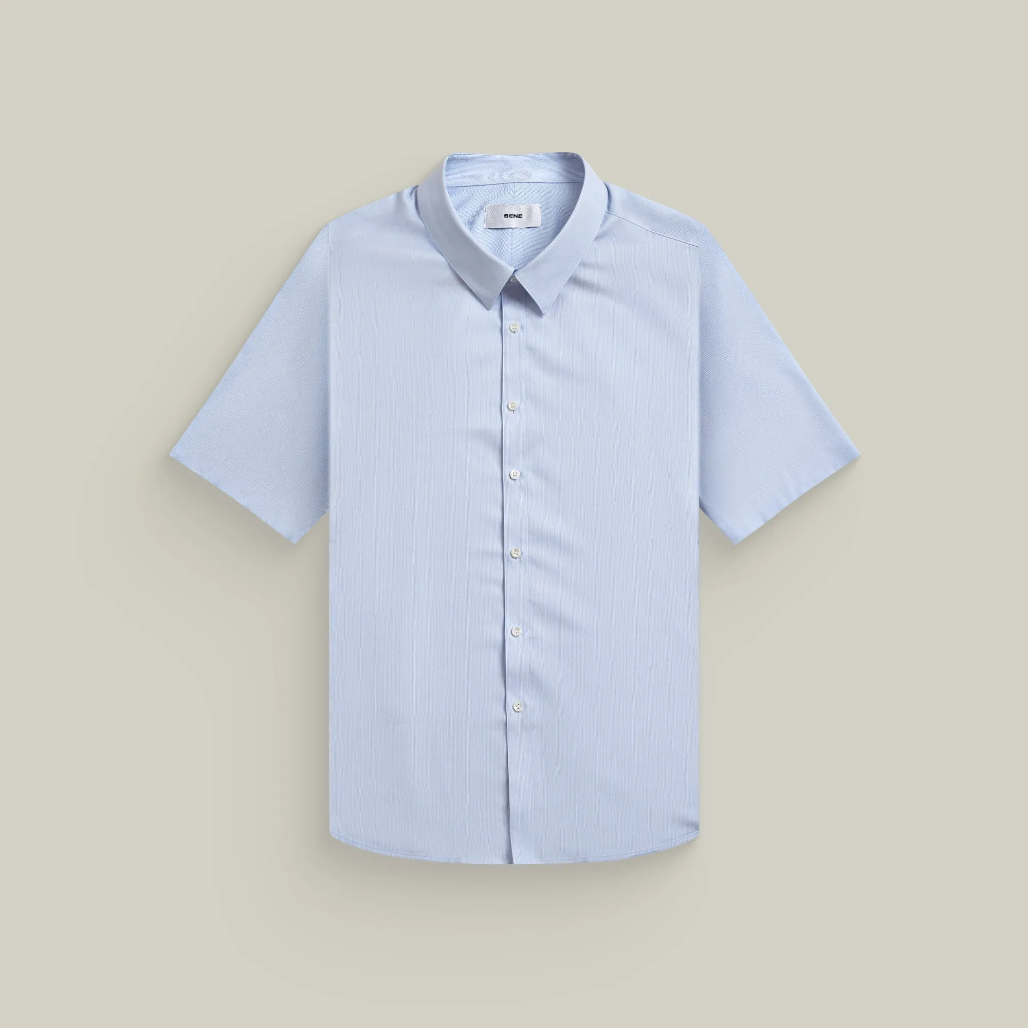 Bamboo Short Sleeve Button-Up Shirt - Pacific Mini Stripe sold by Sene