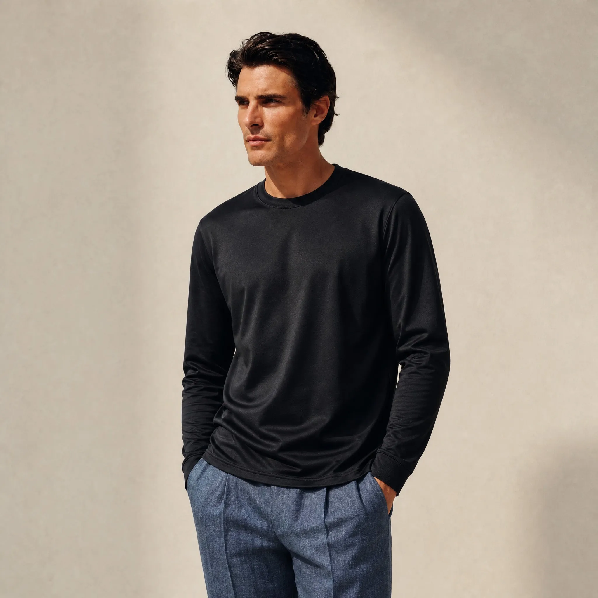 Pima Reserve Long Sleeve T-Shirt - Black sold by Sene product image thumbnail 3