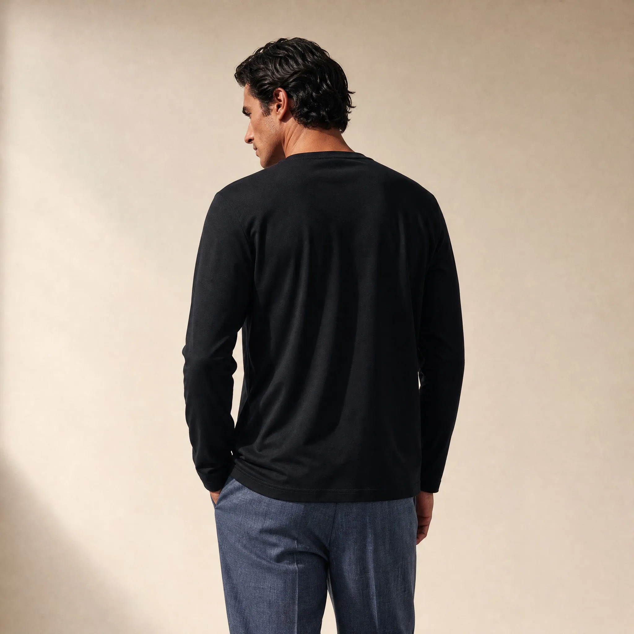 Pima Reserve Long Sleeve T-Shirt - Black sold by Sene product image thumbnail 4