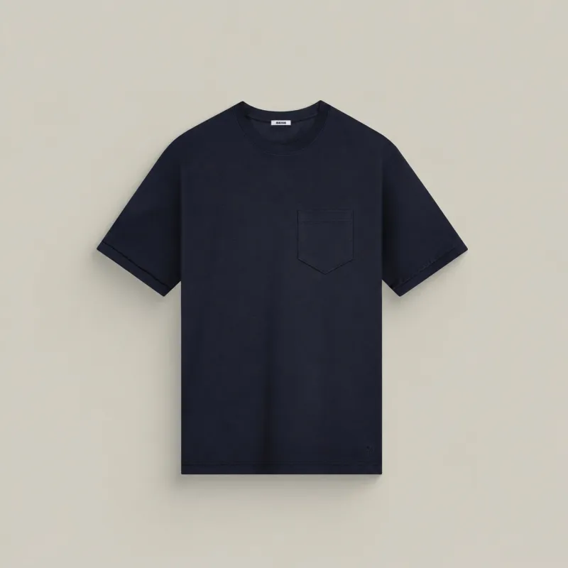 Pima Reserve Crew Pocket T-Shirt - Navy made by Sene