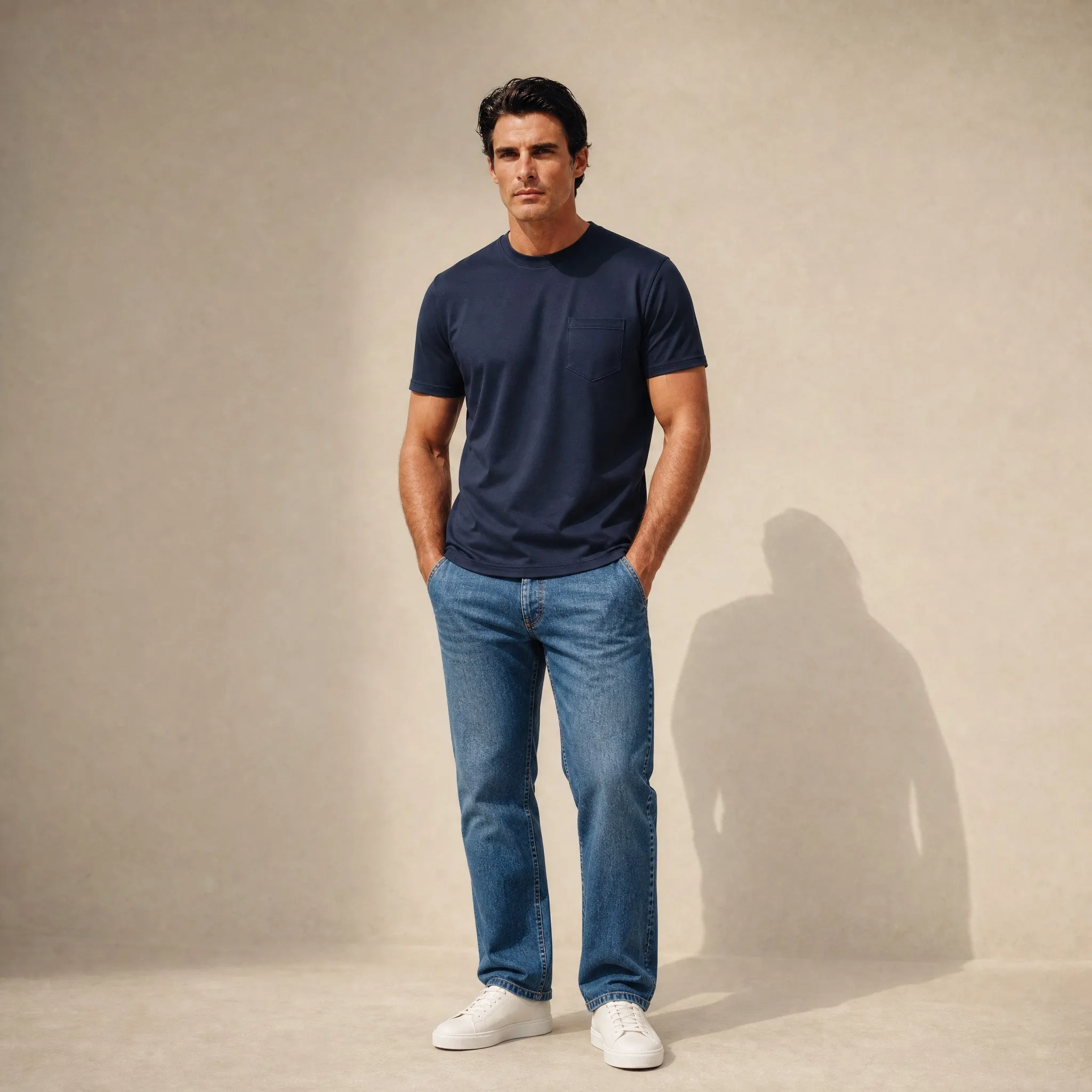 Pima Reserve Crew Pocket T-Shirt - Navy sold by Sene product image thumbnail 5