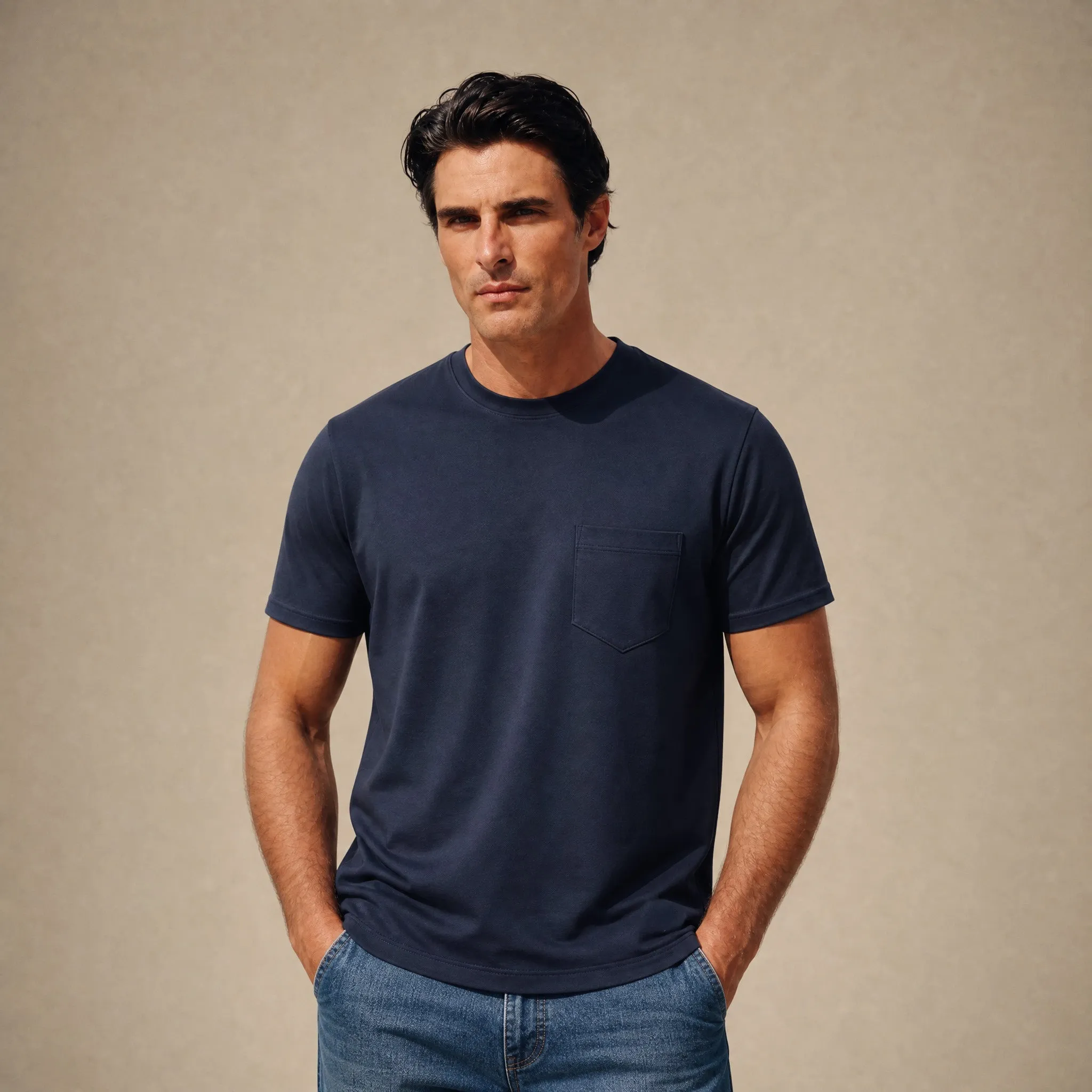 Pima Reserve Crew Pocket T-Shirt - Navy sold by Sene product image thumbnail 2