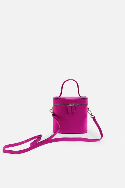 Petite NOLA Bucket Leather Bag in Pink sold by Silver & Riley
