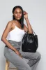 Madison Drawstring Leather Bucket Bag in Black sold by Silver & Riley