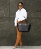 Manila All Purpose Large Carryall Leather Tote Bag in Black sold by Silver & Riley