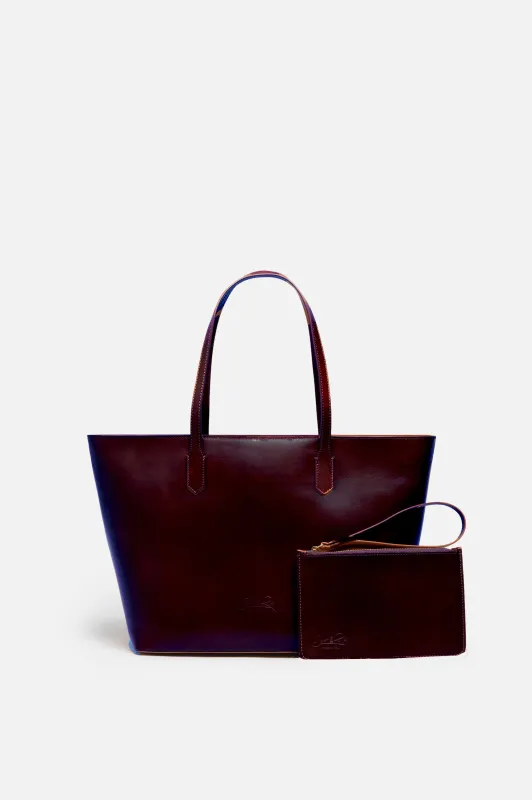 Manila All Purpose Large Carryall Leather Tote Bag in Dark Burgundy sold by Silver & Riley