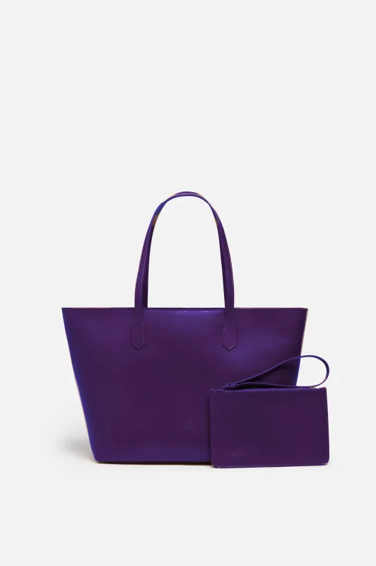 Manila All Purpose Large Carryall Leather Tote Bag in Purple sold by Silver & Riley
