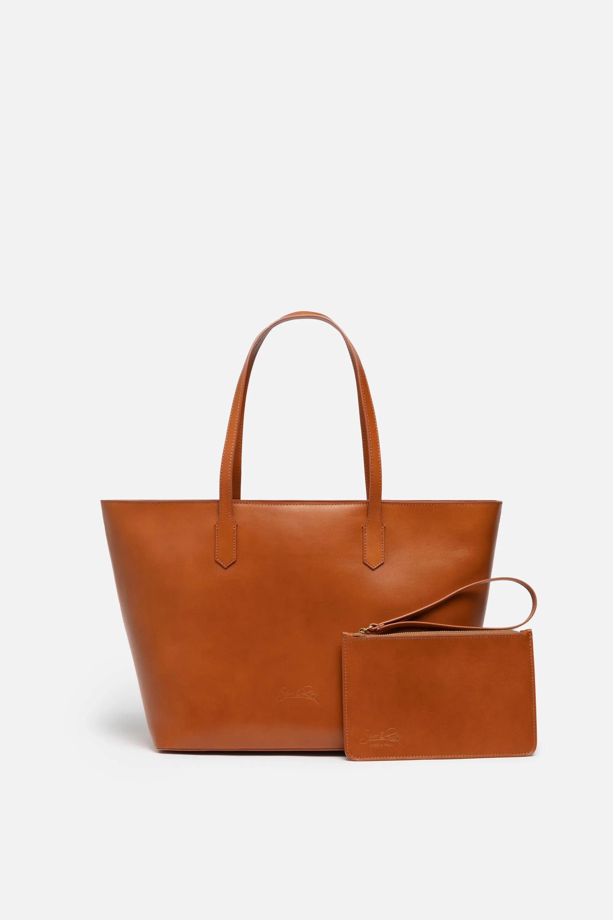 Manila All Purpose Large Carryall Leather Tote Bag in Camel Brown sold by Silver & Riley