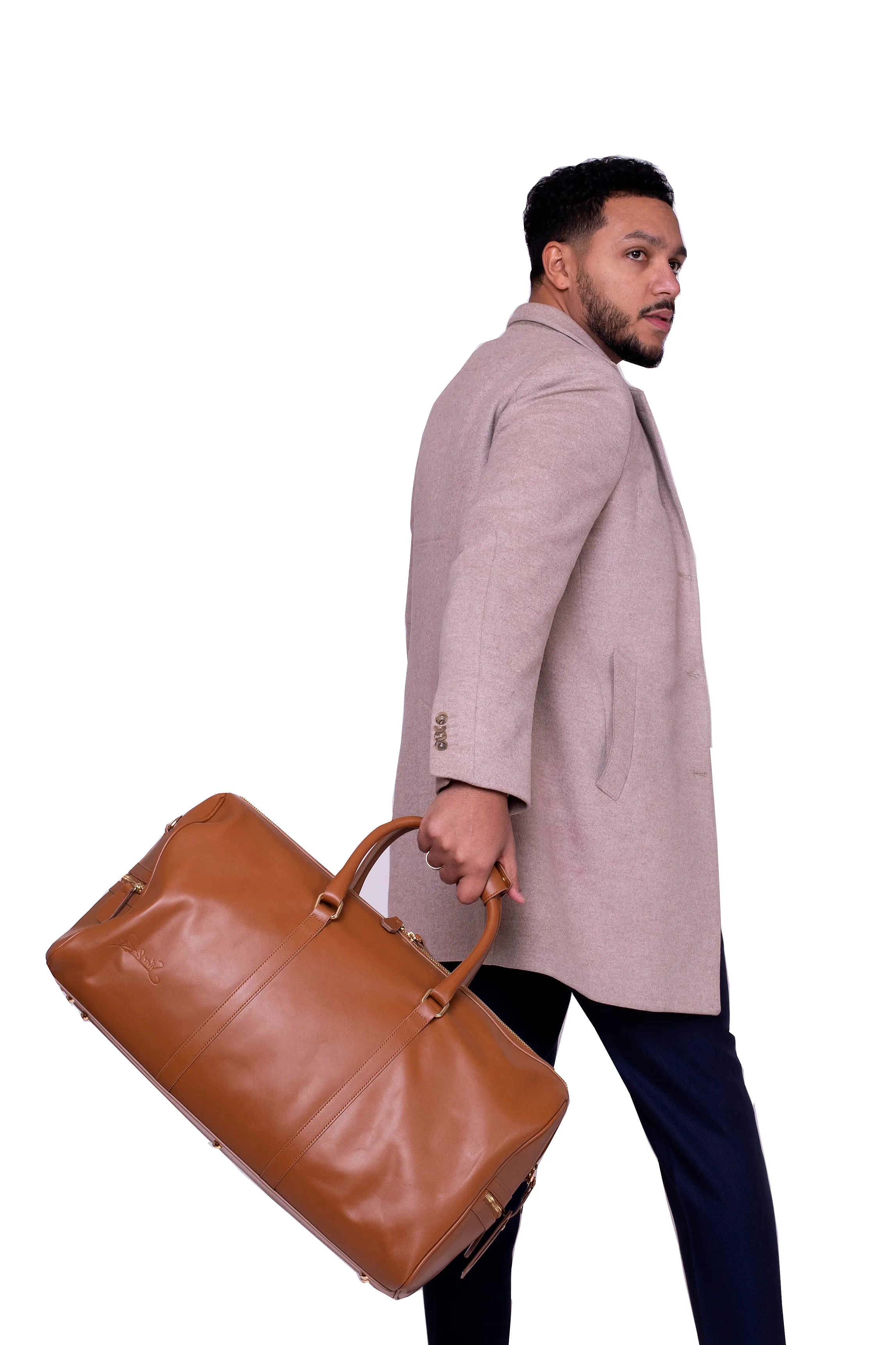Beverly Hills Carryall Duffle Leather Bag in Camel Brown - WAITLIST sold by Silver & Riley product image thumbnail 2