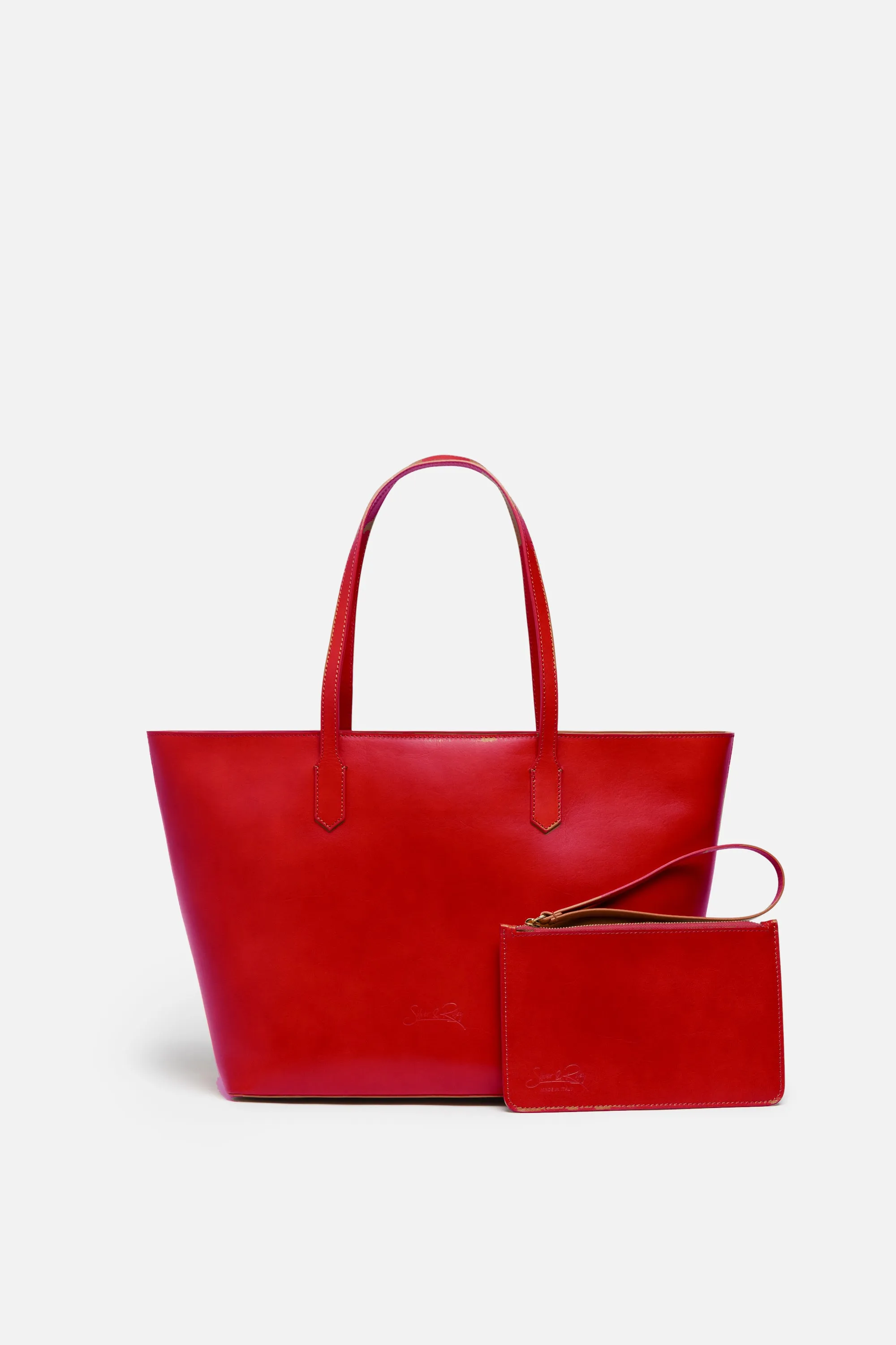 Manila All Purpose Large Carryall Leather Tote Bag in Red sold by Silver & Riley