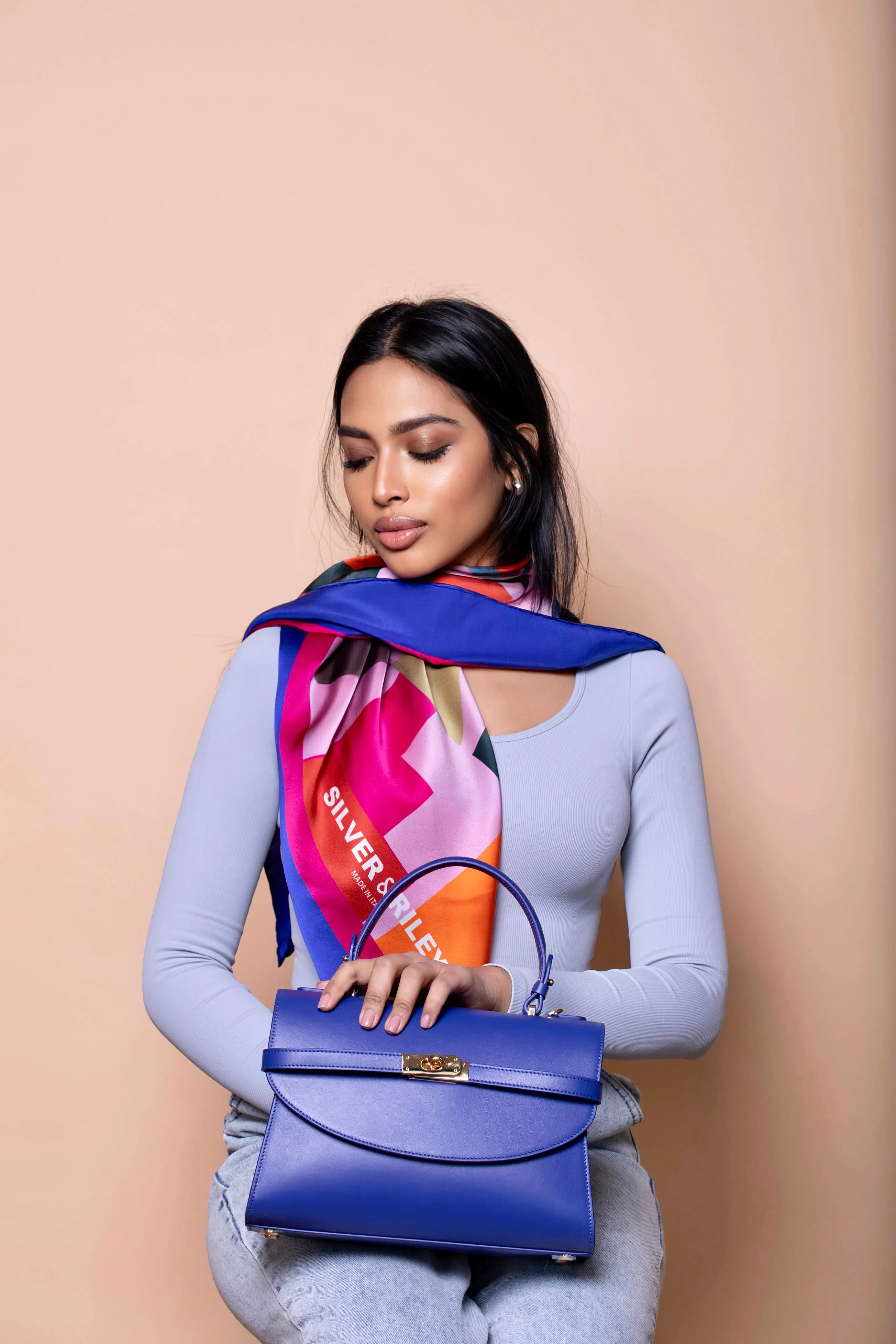 Silks - Monaco Midnight Cascade Scarf - 90 sold by Silver & Riley product image thumbnail 2