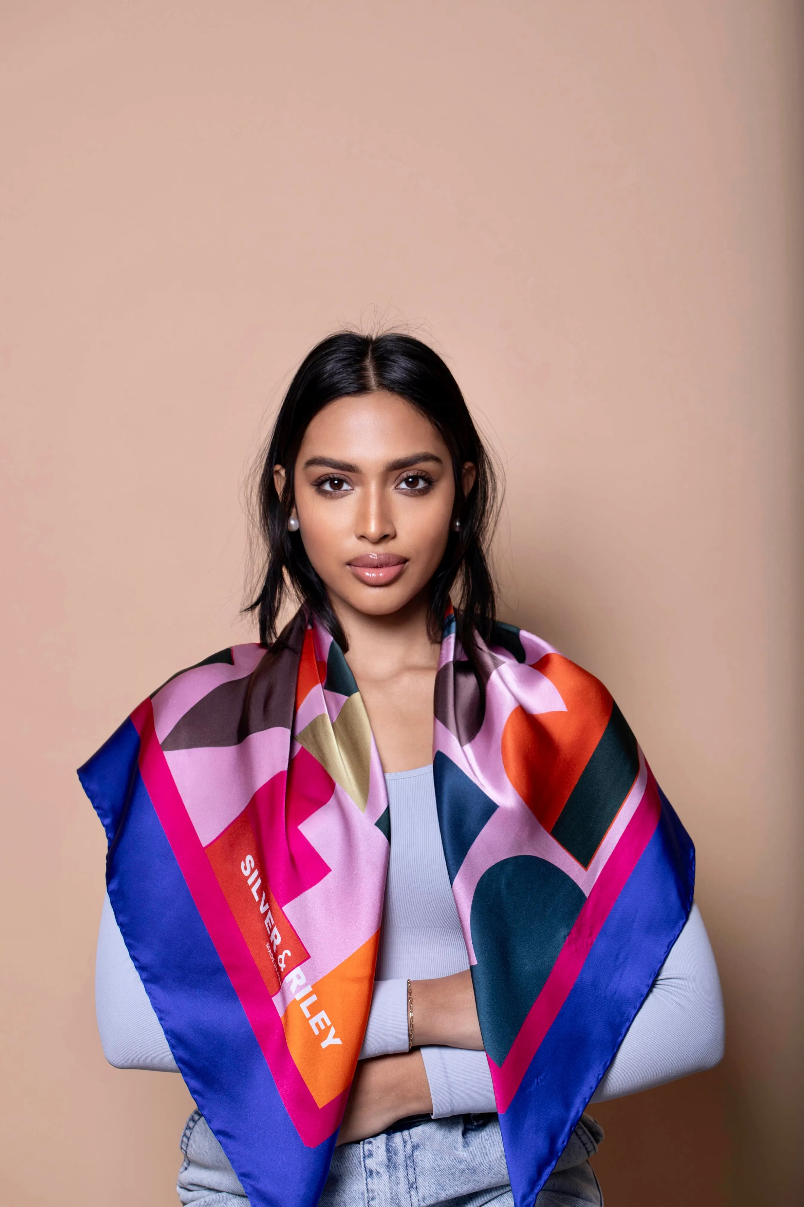 Silks - Monaco Midnight Cascade Scarf - 90 sold by Silver & Riley product image thumbnail 4